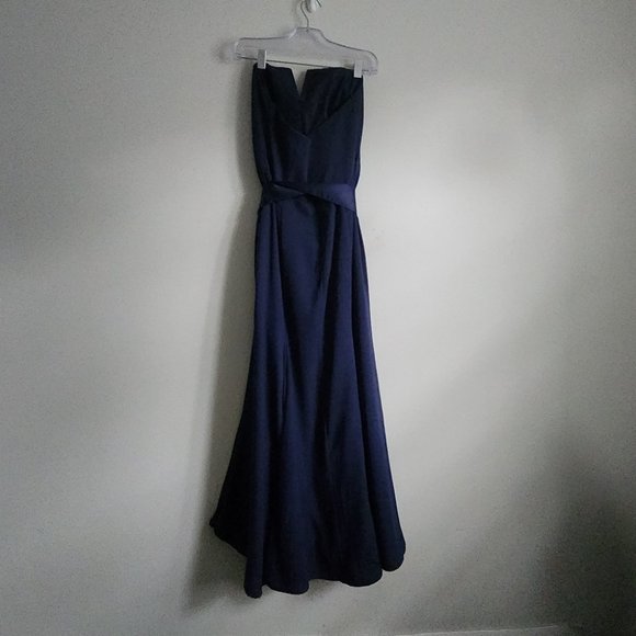 VERA WANG | V-Wire Crepe Mermaid Bridesmaid Dress VW360453 MARINE navy Sz 12 - Picture 7 of 10